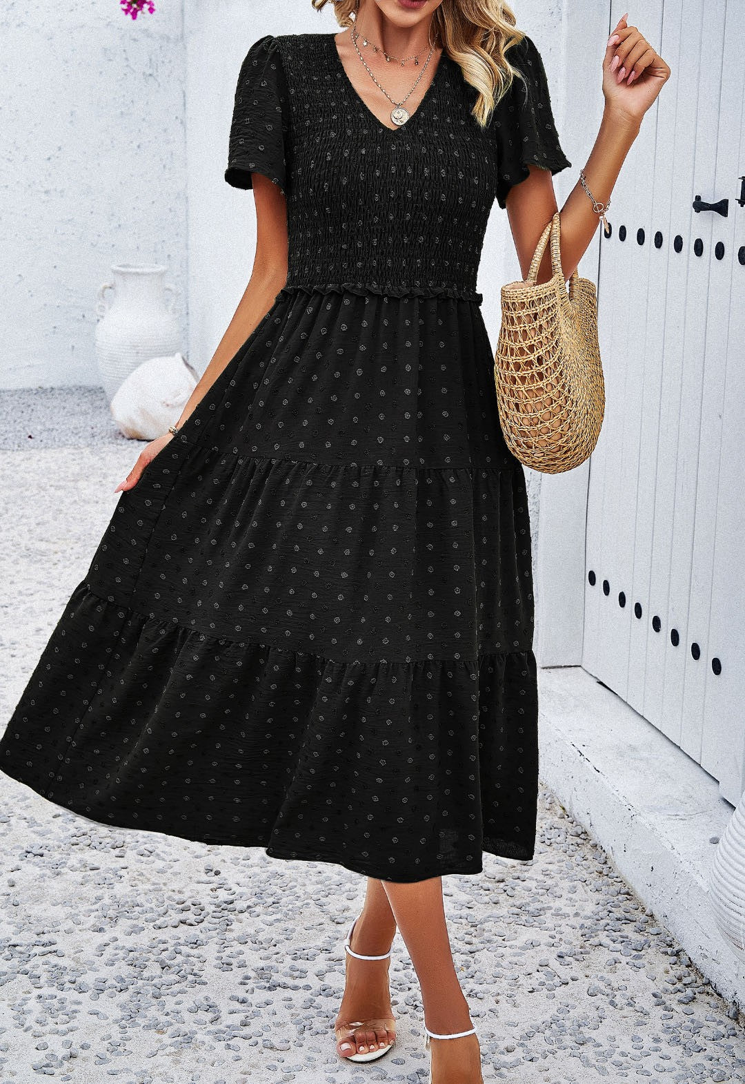 Smocked midi Dress