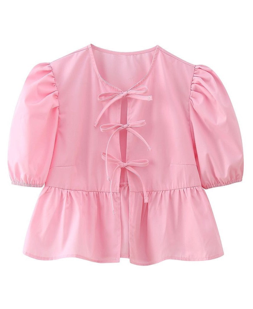 Front-Tie Peplum Blouse