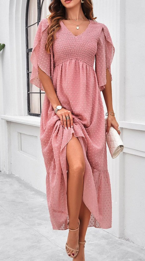 Swiss dot ruffled dress