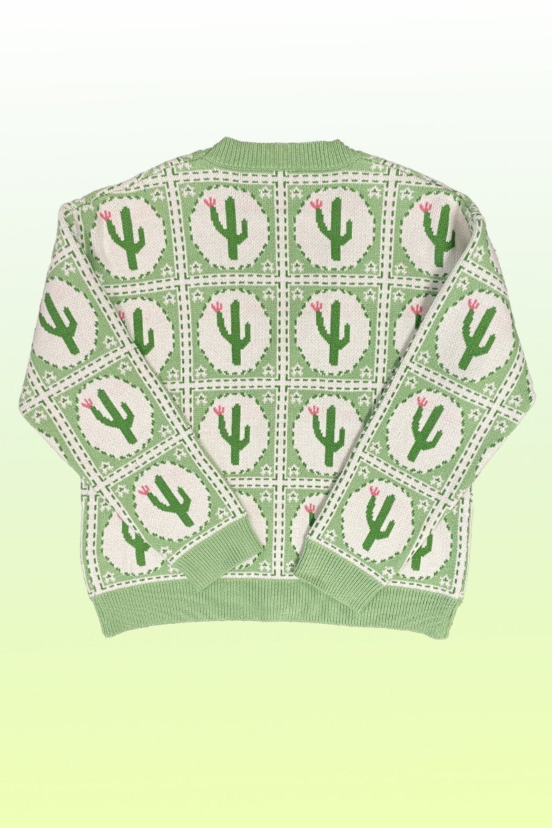 PLUS SIZE Cactus tiled knit cardigan