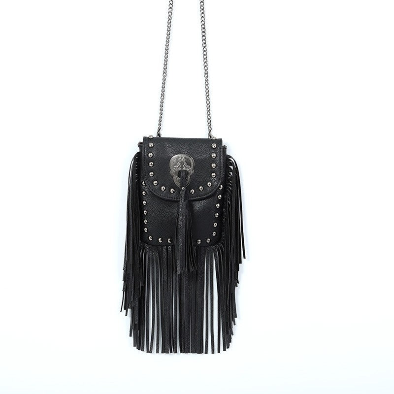 Skull fringe crossbody bag