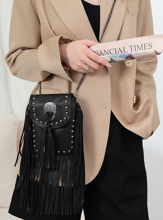 Skull fringe crossbody bag