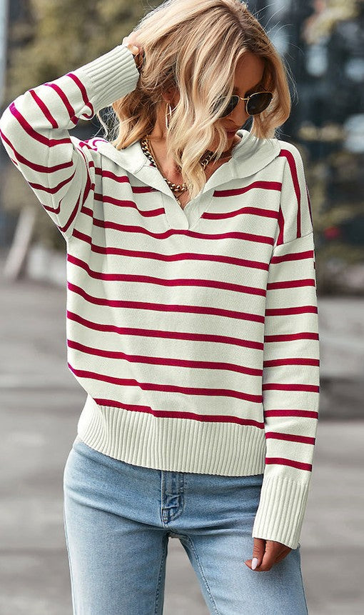 V-Neck Striped Sweater