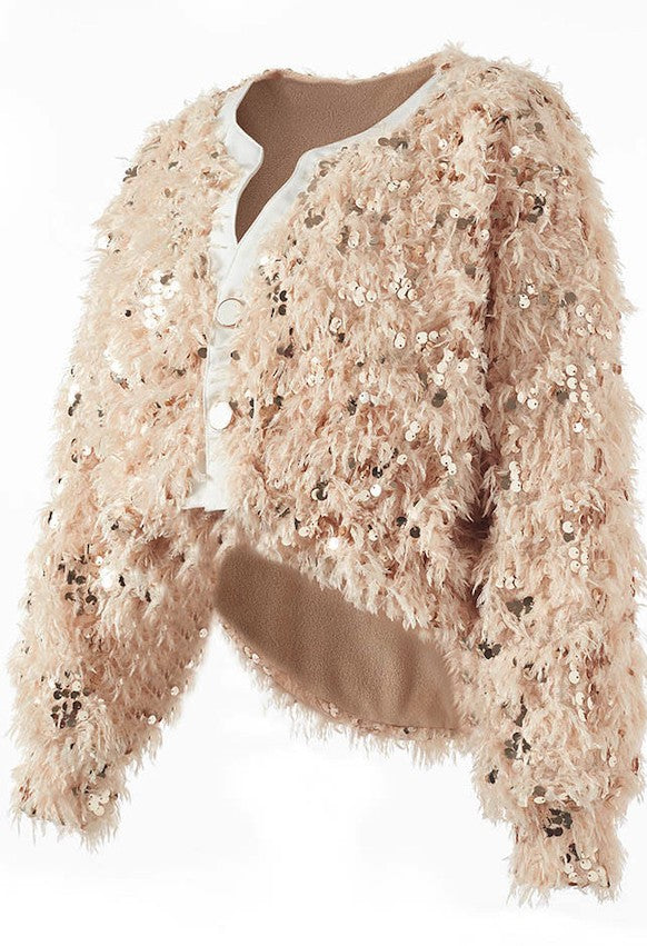 Fuzzy Sequin Jacket