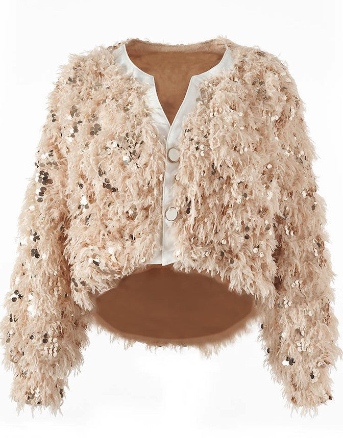 Fuzzy Sequin Jacket