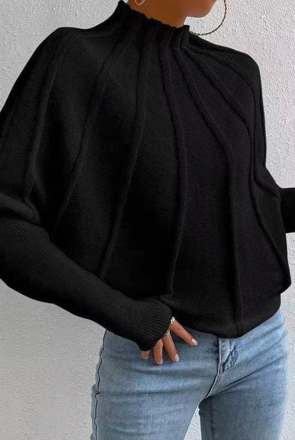 Mock Neck Batwing Sweater