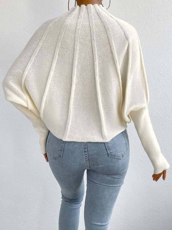 Mock Neck Batwing Sweater