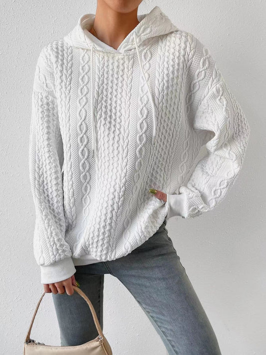 Cable knit hooded sweatshirt