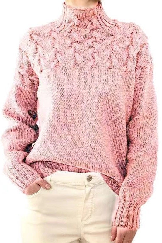 Mock neck knit sweater