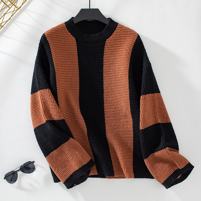 Color block striped knit sweater