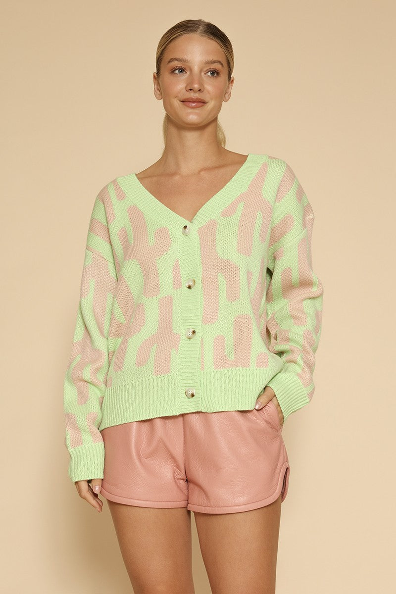 All over cactus knit cardigan