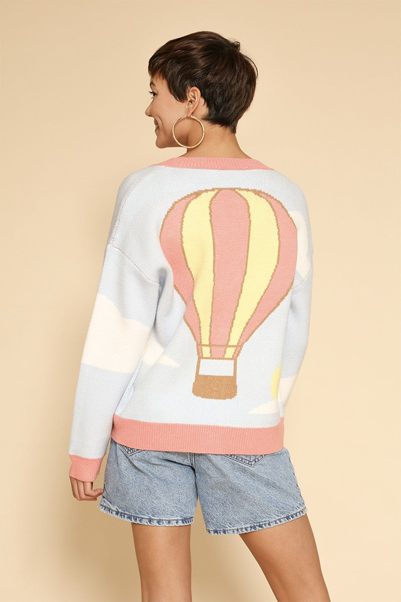 Hot air balloon knit cardigan