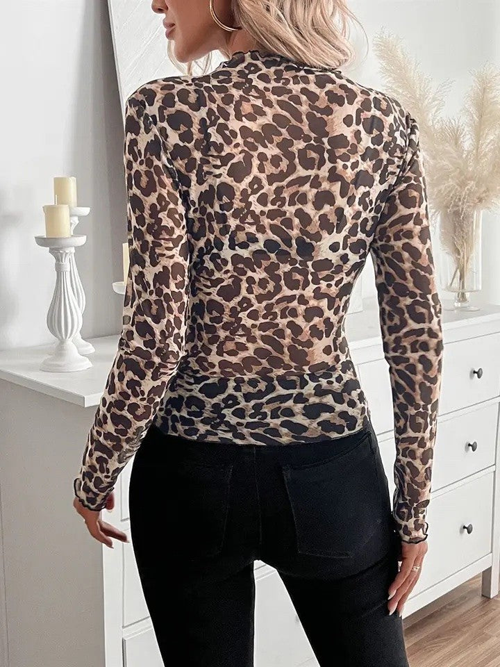 Leopard print long sleeve top
