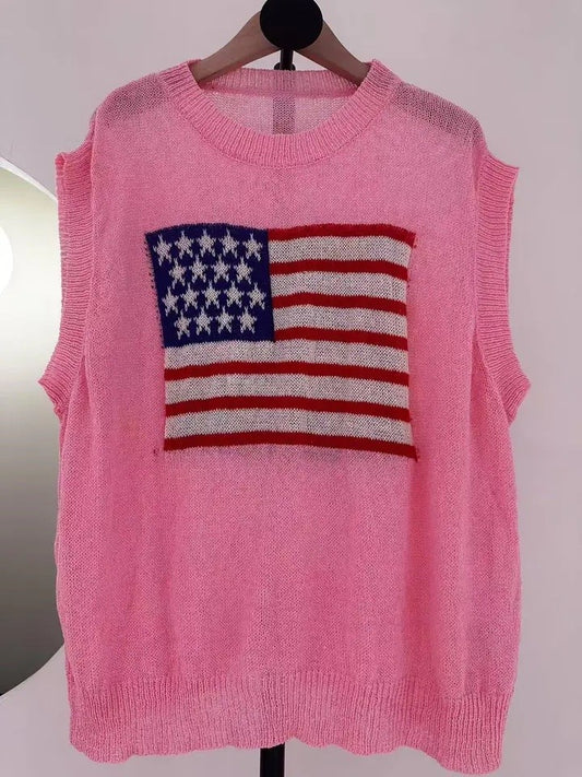 Flag Knit Sweater Top