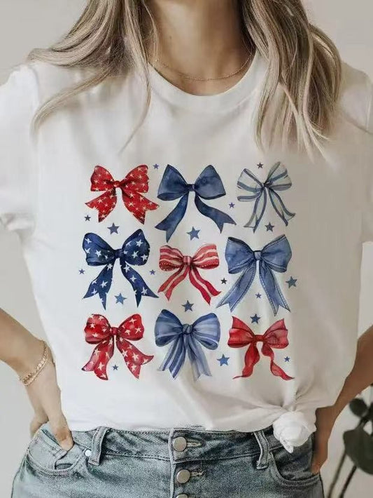 Red white and blue bows t shirt