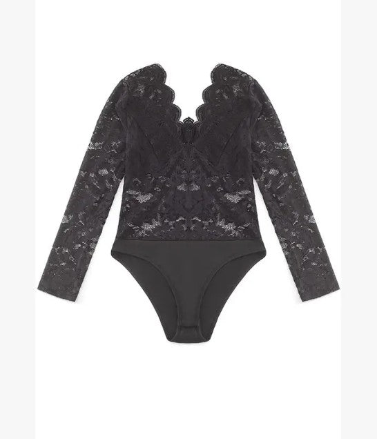 Women's  Long Sleeve Lace Bodysuit