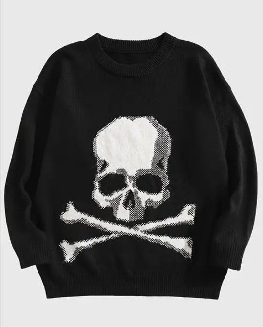 Skull & Crossbones Graphic Knit Sweater