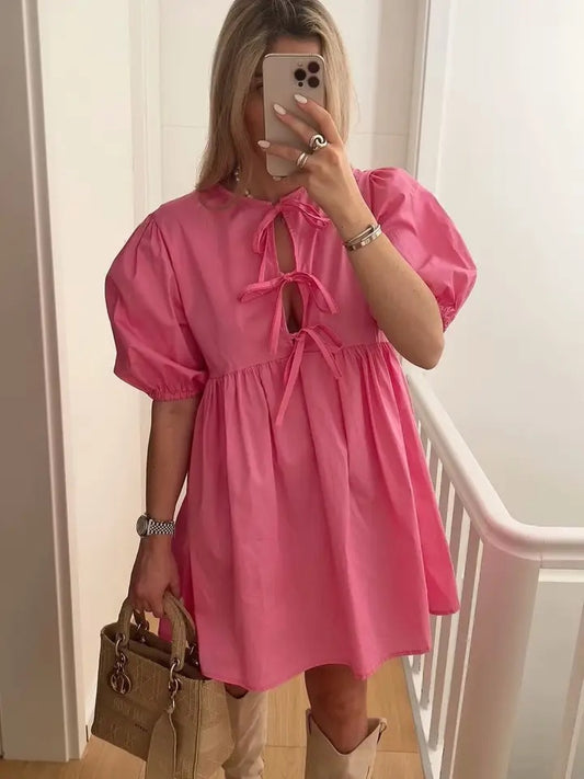 Leopard Bow Tie Front Dress